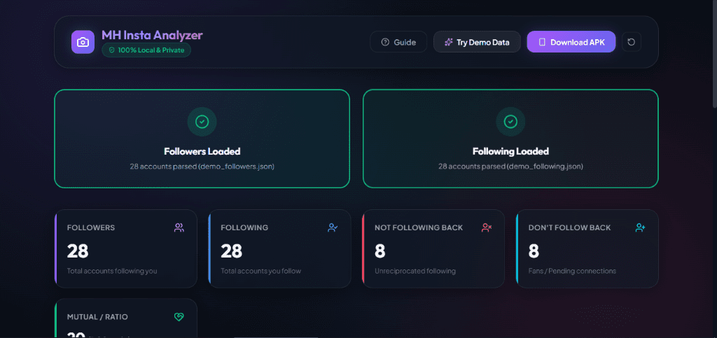 Instagram Follower Analyzer Preview screenshot